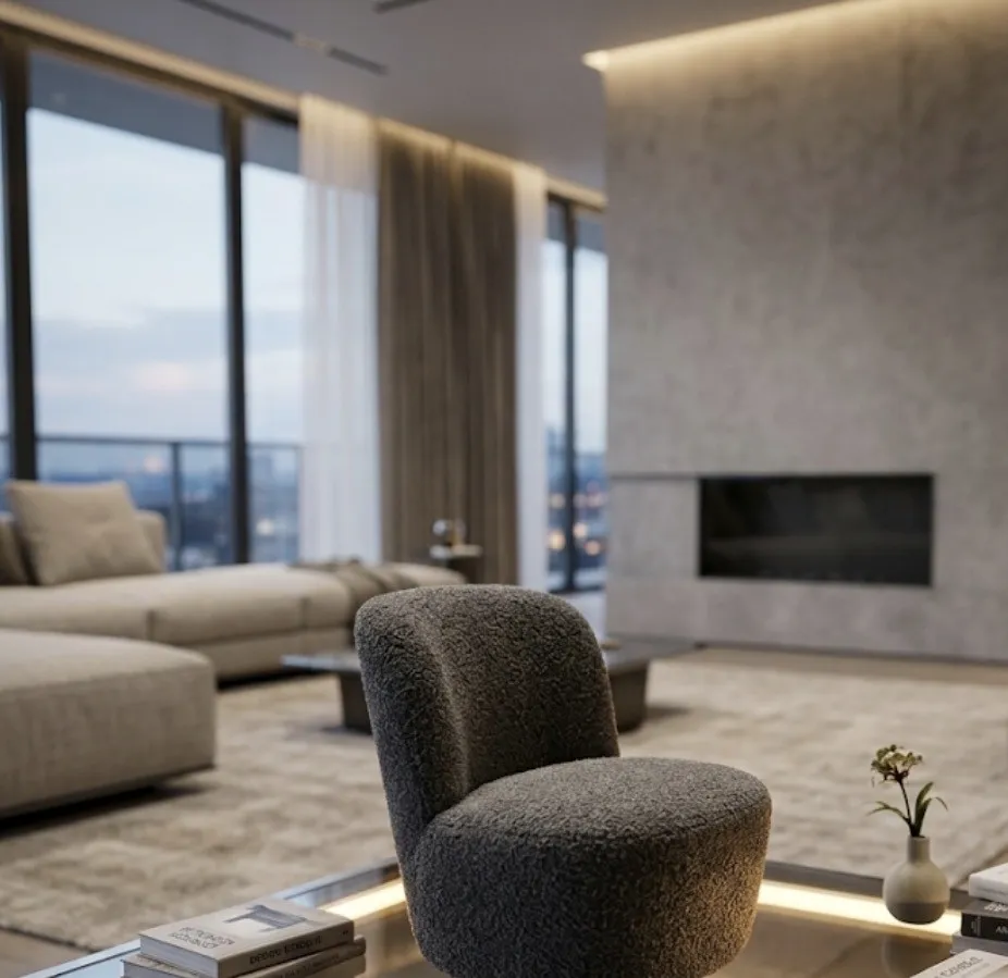 Chaise swivel Doria tout tissu gris foncé, (H76xL69xP71cm) - style industriel chic