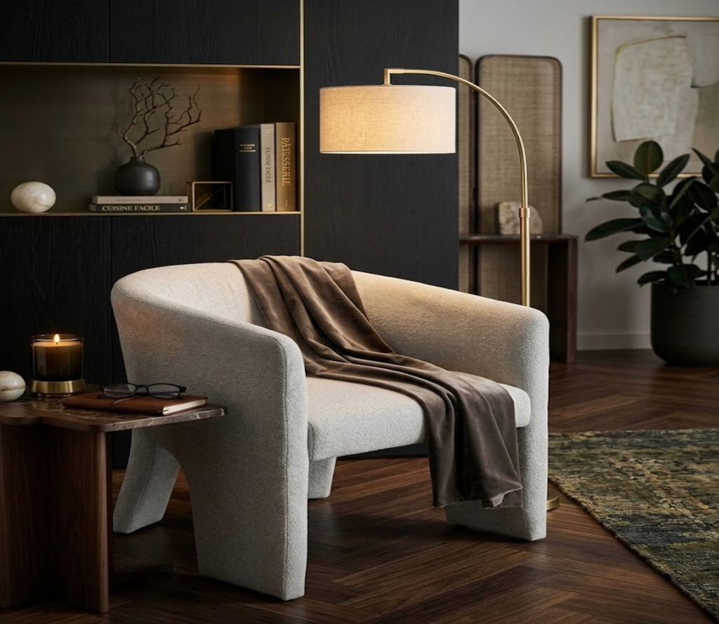Grey velvet accent chair - Modern and elegant comfort