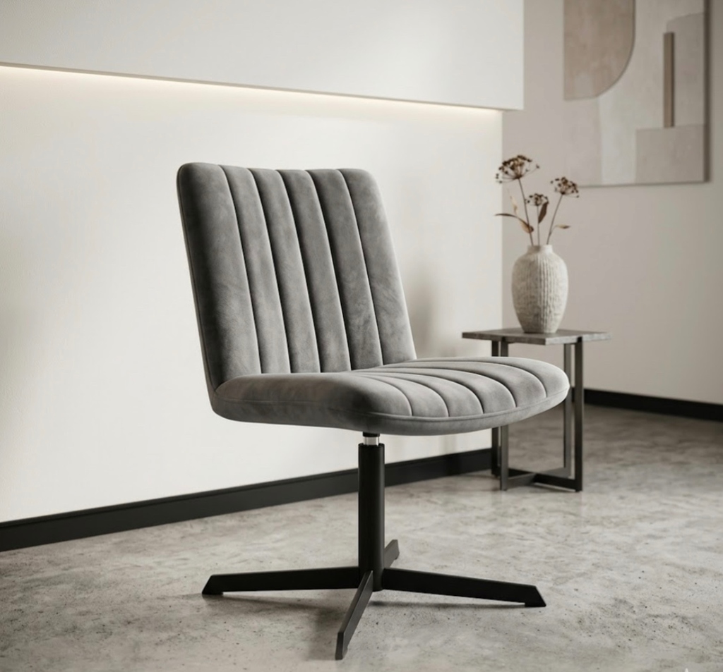 Gray velvet swivel chair - Modern and elegant comfort