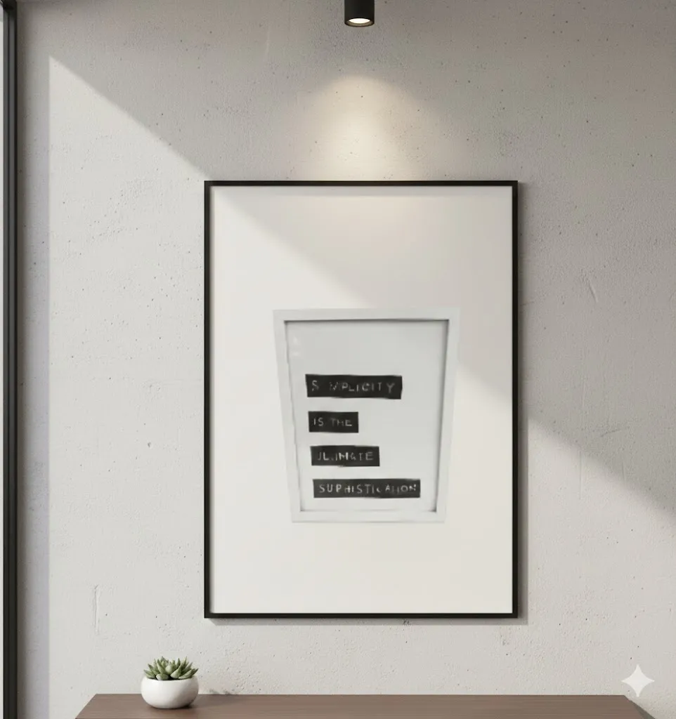 Simplicity" 4 Black Lines Framed Art - Minimalist Style