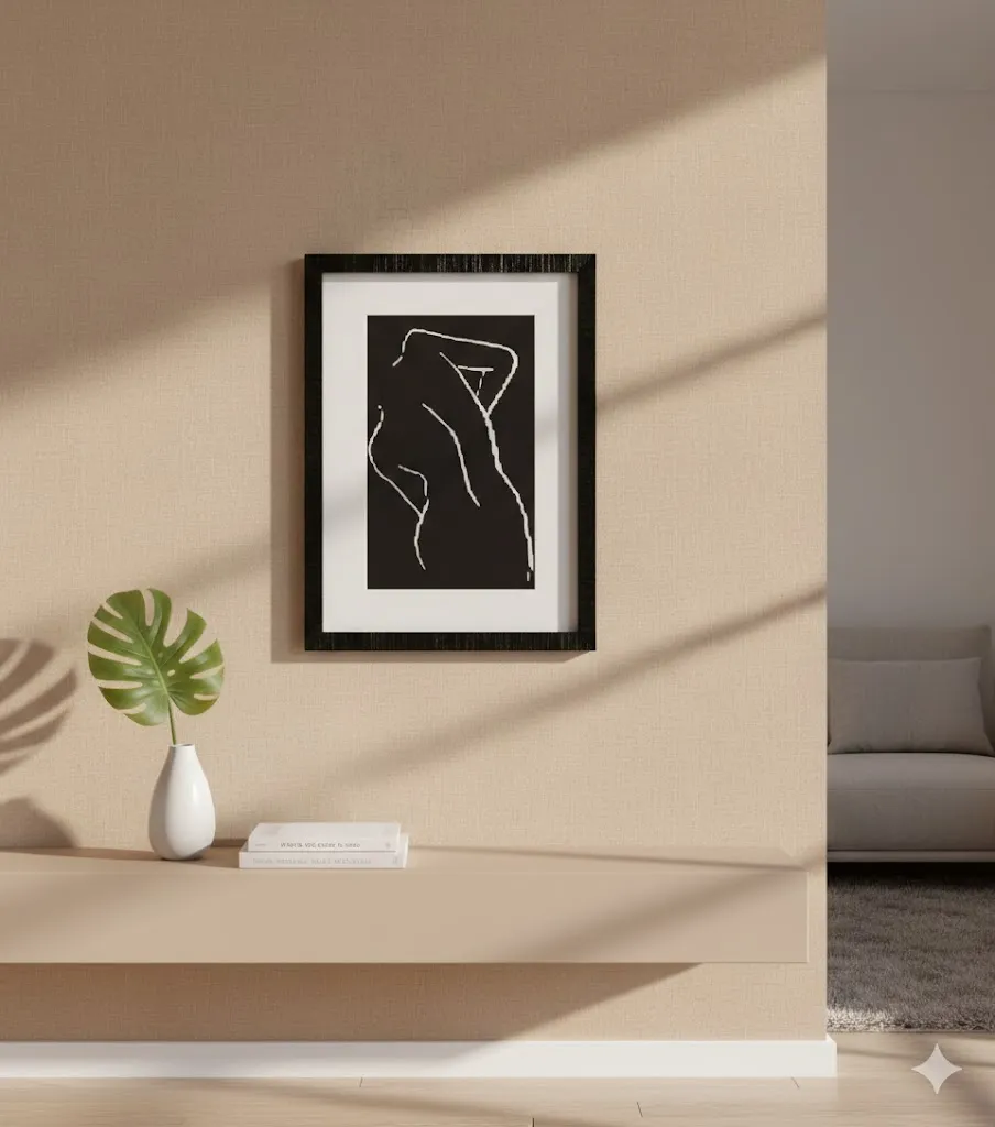 [LIQ-CAD-39-NB] Cadre noir et dessin linéaire "Corps" - Style Minimaliste