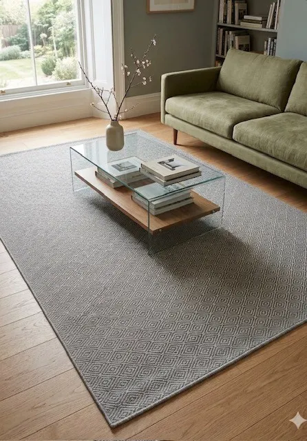 Tapis gris à petits losanges - Style moderne et confort graphique