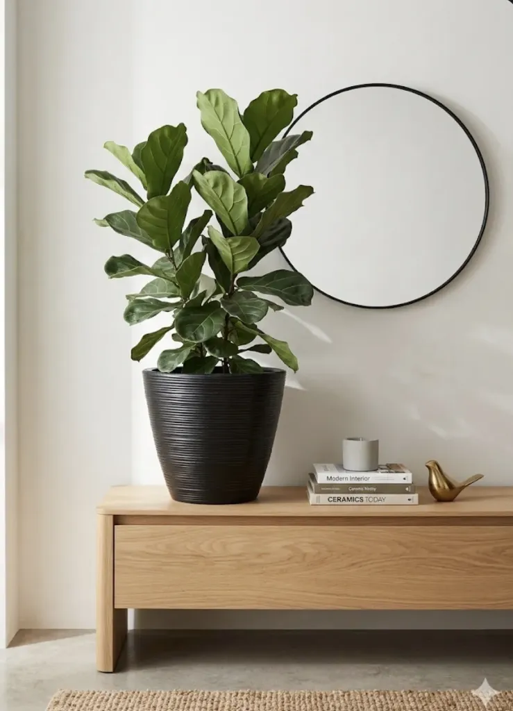 Cache-pot en résine noire - Design moderne et élégant