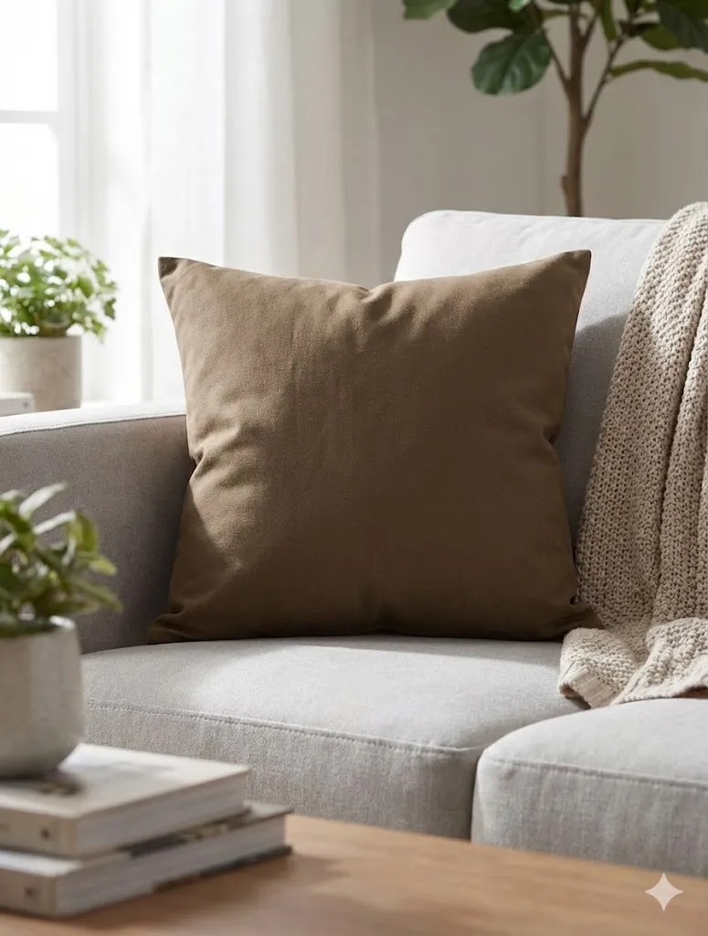 Olive Green Square Decorative Cushion (W50 x 50 cm) - Natural Style