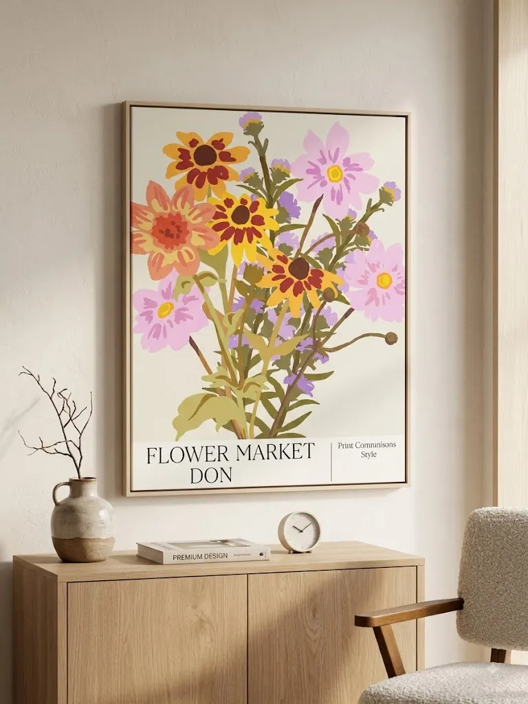 "Flowers Market London" frame - Floral artwork with London-inspired charm