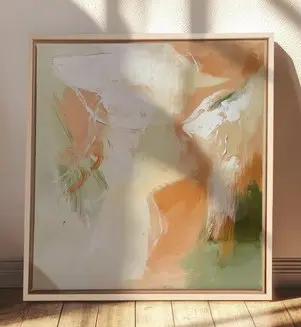 "PEACHY FLOW" frame - Artistic artwork with fluid lines