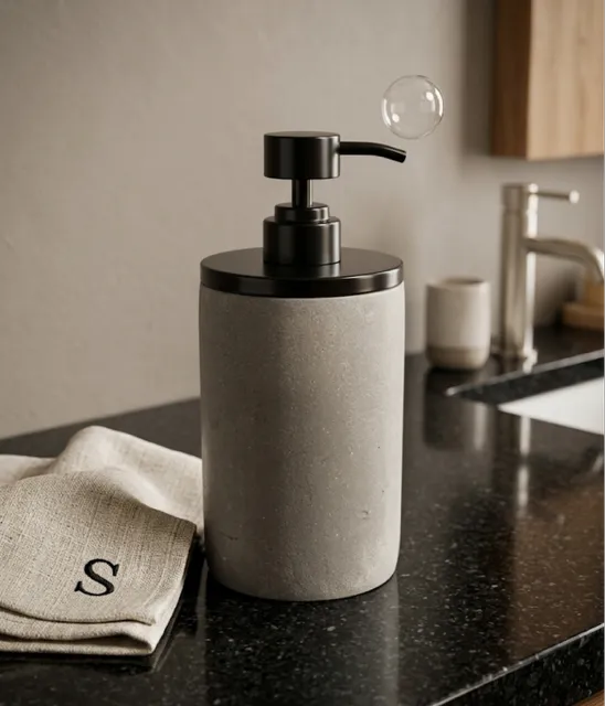 [LIQ-BAT-DIS-25-G] Distributeur à savon gris et noir - Accessoire contemporain et fonctionnel