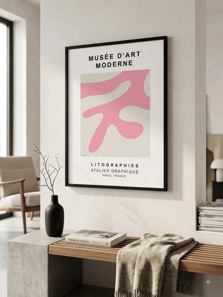 Cadre "Musée d'art moderne" motif rose - Design artistique et contemporain