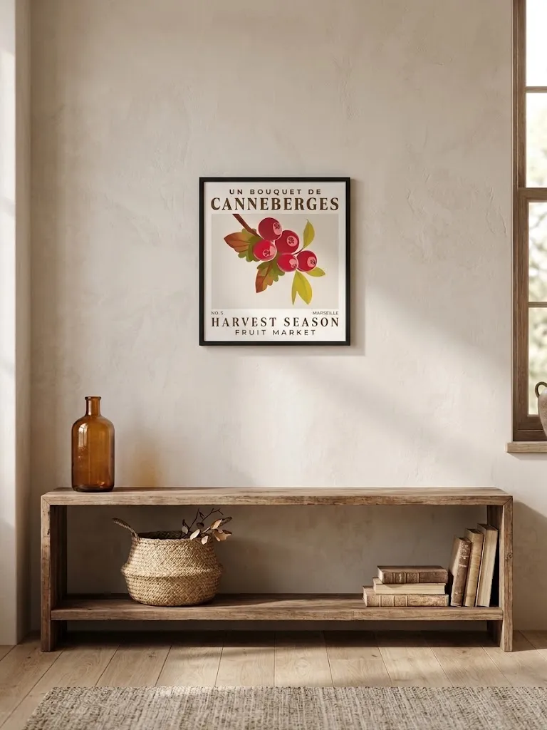 Cadre bouquet de canneberge - Décoration naturelle et élégante