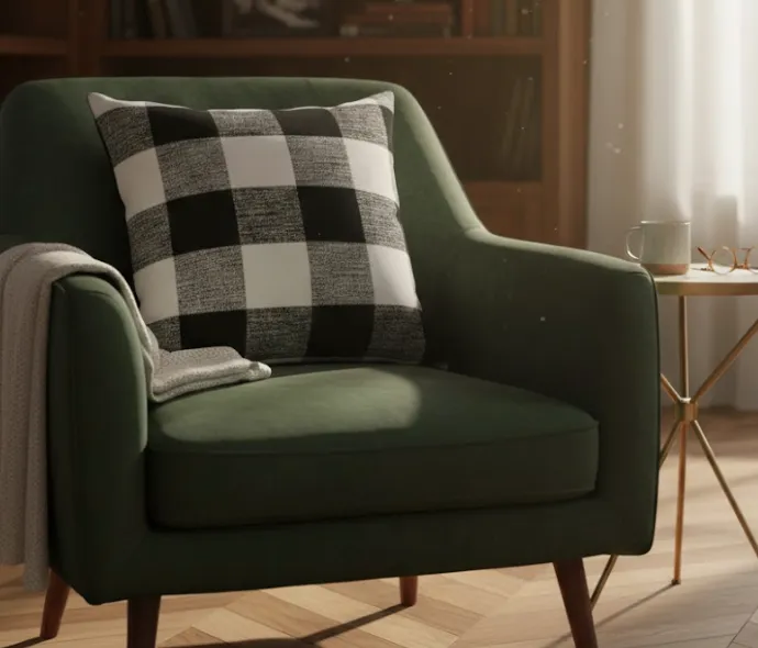 Coussin à carreaux noirs et blancs - Style classique chic graphique