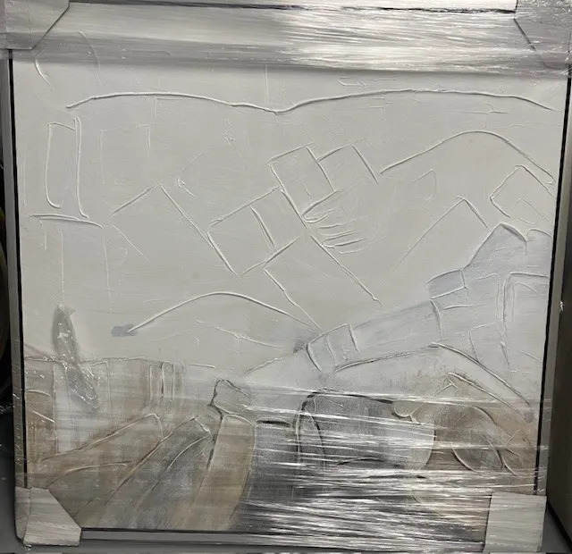 Cadre argenté et dessin graphique (L100 x P100 cm) - Style Luxueux