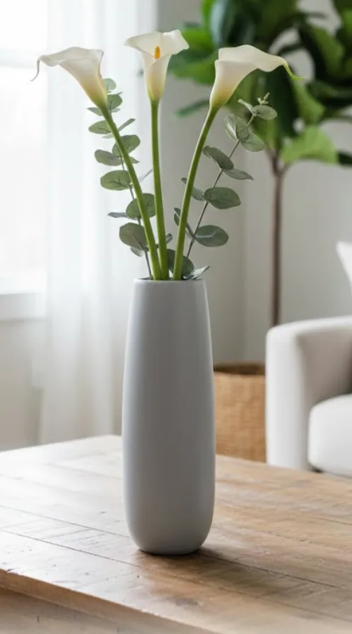 [LIQ-DEC-VAS-358-B] Glossy White Vase - Elegant and Modern Simplicity