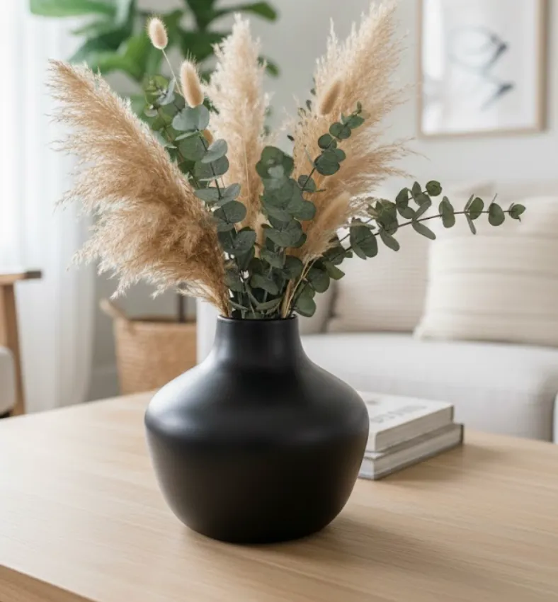 [LIQ-DEC-VAS-359-N] Large Black Vase - Modern and Minimalist Statement