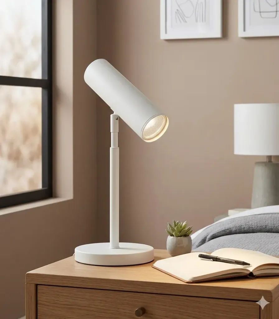 Lampe de bureau blanche à DEL (H46cm) - style moderne minimaliste