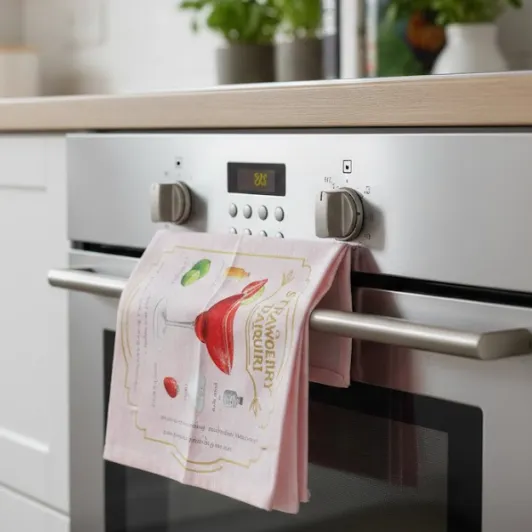 [LIQ-TEX-SER-15-G] Strawberry Daiquiri Kitchen Towel - Playful and Refreshing Style