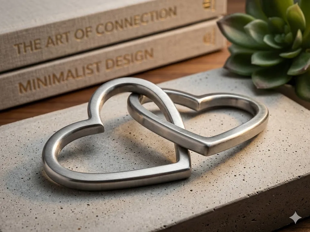 Modern Silver Linked Hearts Decor (D13cm)