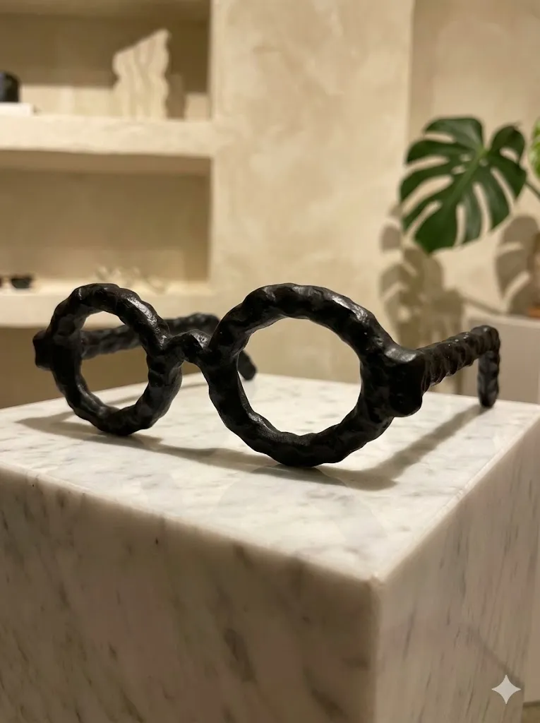 [LIQ-DEC-SCU-54-N] Decorative Black Metal Glasses - Modern Design Accent