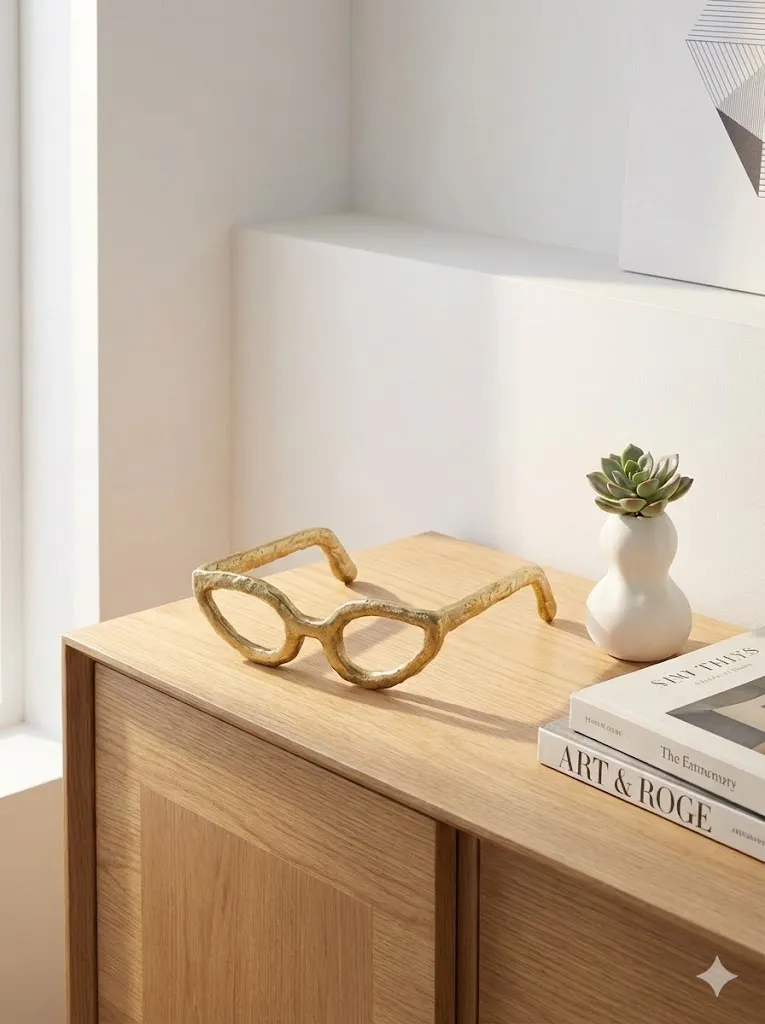 Lunettes décoratives en métal doré (L19xP18xH7cm) - élégance sculpturale