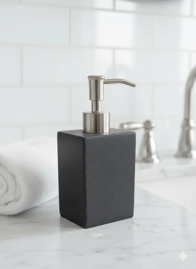 Distributeur de savon gris foncé mat (L8 x H18 cm) - Design Industriel Chic