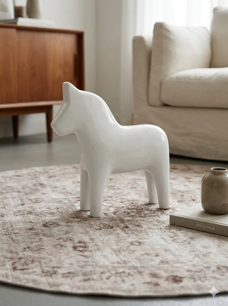 [LIQ-DEC-SCU-72-B] Petit cheval décoratif blanc en céramique - Accent élégant et intemporel