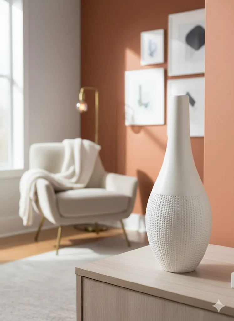 [LIQ-DEC-VAS-412-B] Vase blanc à motifs picots - Texture élégante et présence sculpturale
