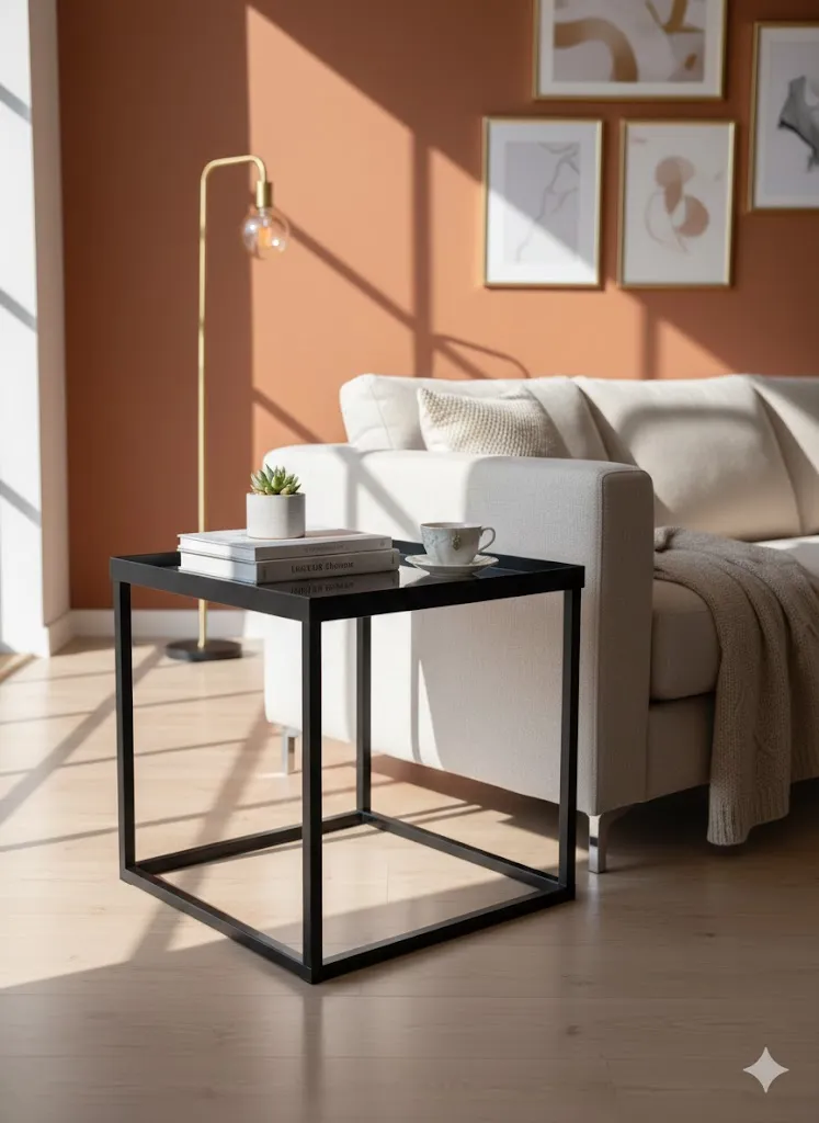 [LIQ-MOB-TAP-75-N] Black Smoked Glass Side Table - Contemporary and Refined Design