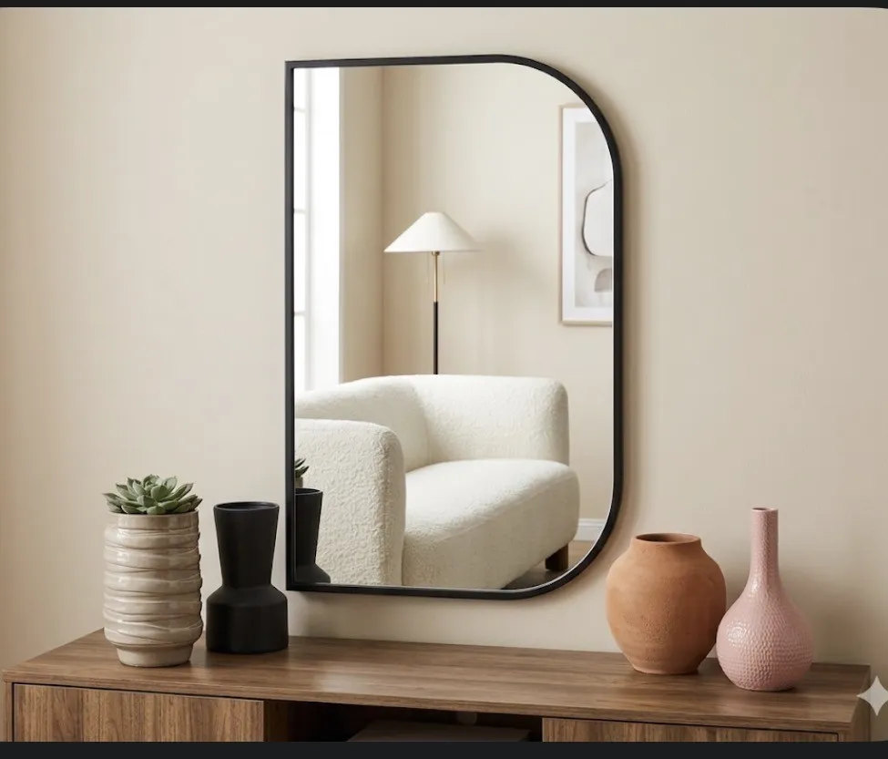 [LIQ-DEC-MIR-56-N] Black Mirror with Two Right Angles - Contemporary Graphic Design