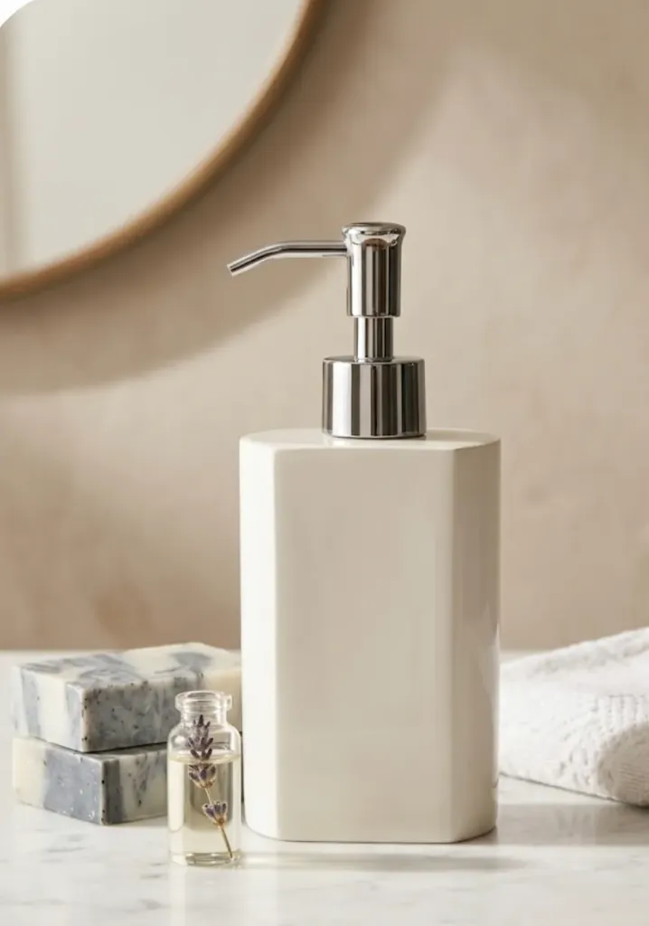 Glossy white soap dispenser - Modern and minimalist style