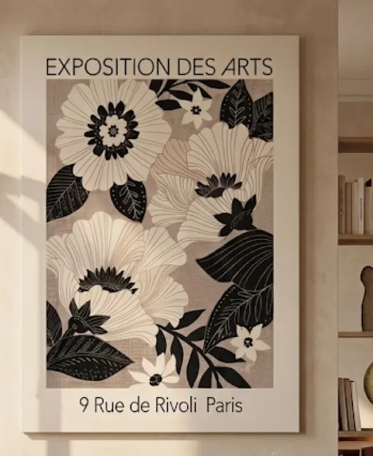 Cadre blanc grège et noir - Style artistique et contemporain