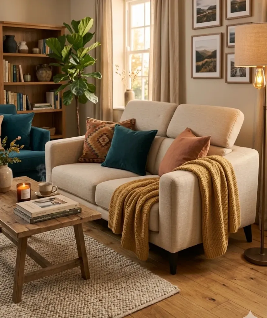 [LIQ-MOB-SOF-11-B] Beige sofa with retractable headrests - Modern style and adjustable comfort