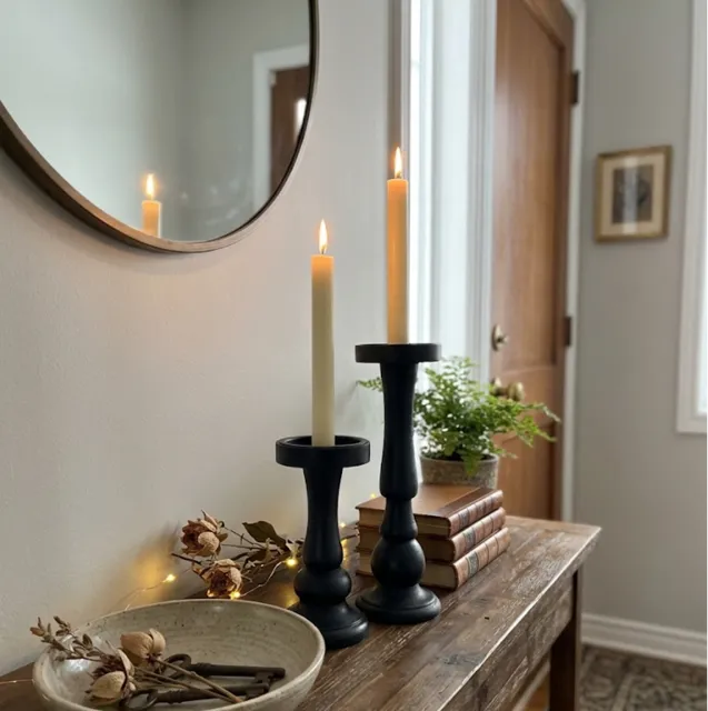 [LIQ-DEC-PTB-73-N] Lot de 2 bougeoirs noirs - Style moderne et décoratif