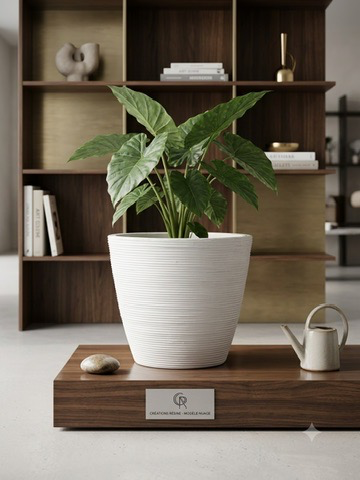 Cache-pot en résine blanc - Design moderne et élégant