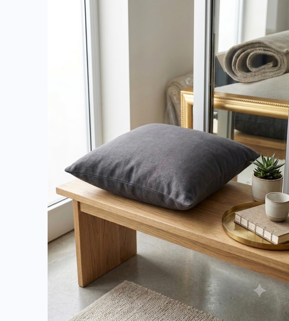 [LIQ-TEX-COU-300-G] Coussin gris effet lin - Élégance naturelle et confort